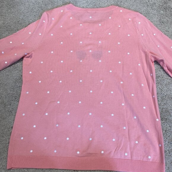 Talbots Frenchie Bulldog Sweater Size Petite L Pink Embroidered Sunglasses Cute - Picture 4 of 8